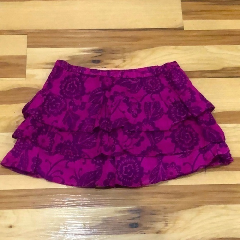 Purple‎ Flower Ruffle Skirt M